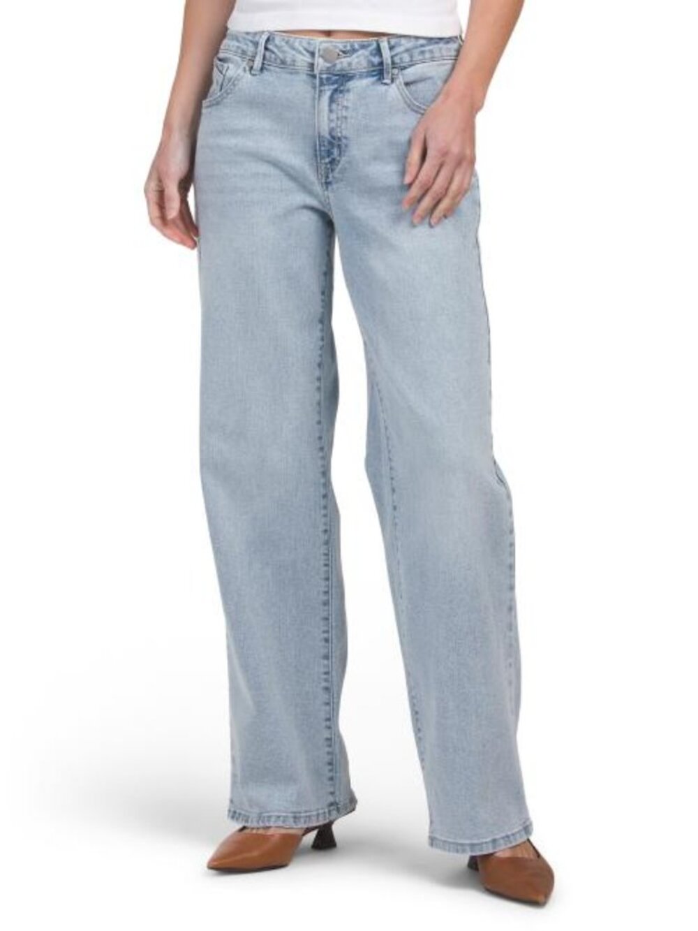 D. JEANS NEW YORK Mid Rise Wide Leg Jeans With Curved Coin Pocket
